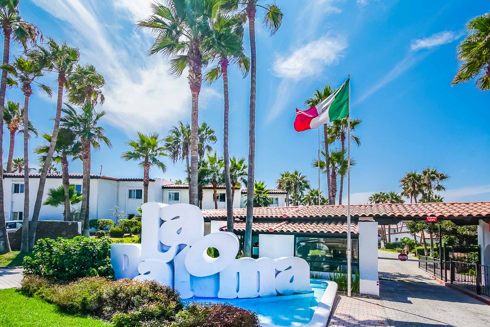 A vibrant resort signage at VRI's La Paloma in Rosarito, Mexico.